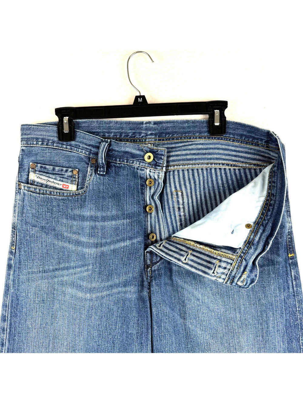 RARE Vintage DIESEL Men's 35x32 Relaxed Pin Striped Denim Jeans Y2K 00s